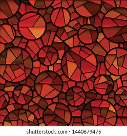 abstract vector stained-glass mosaic background - red circles