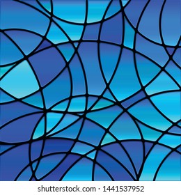 abstract vector stained-glass mosaic background - blue circles