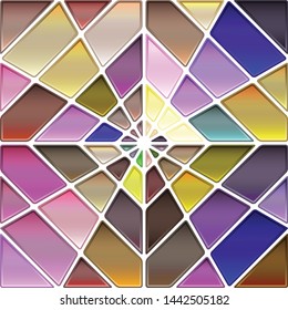 abstract vector stained-glass mosaic background - brown and violet rhombus