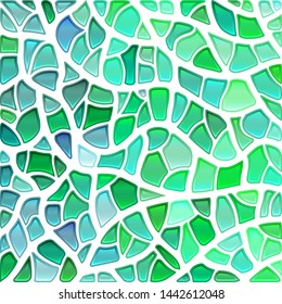 abstract vector stained-glass mosaic background - green and blue