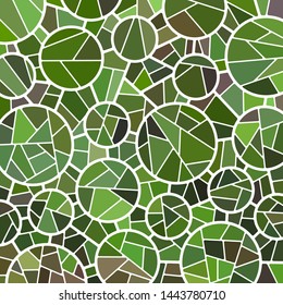 abstract vector stained-glass mosaic background - green and brown circles