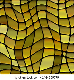 abstract vector stained-glass mosaic background - yellow and brown