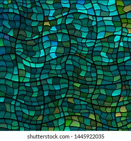 abstract vector stained-glass mosaic background - green and blue