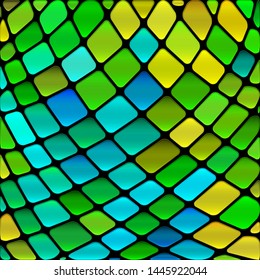 abstract vector stained-glass mosaic background - green and blue