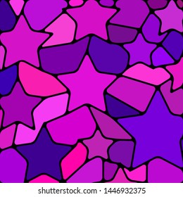 abstract vector stained-glass mosaic background - violet stars