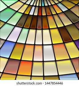 abstract vector stained-glass mosaic background - yellow and brown