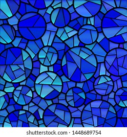 abstract vector stained-glass mosaic background - blue circles