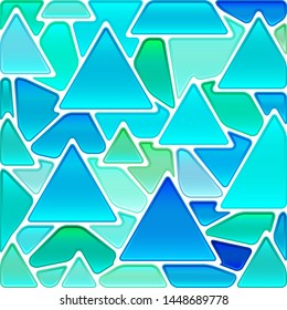 abstract vector stained-glass mosaic background - blue triangles