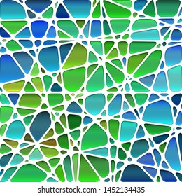 abstract vector stained-glass mosaic background - green and blue