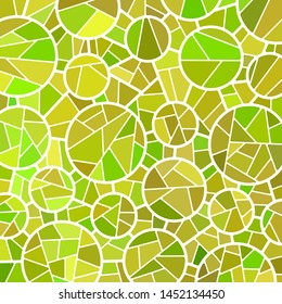 abstract vector stained-glass mosaic background - green and yellow circles