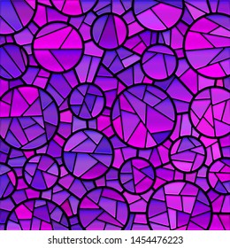 abstract vector stained-glass mosaic background - purple and violet circles