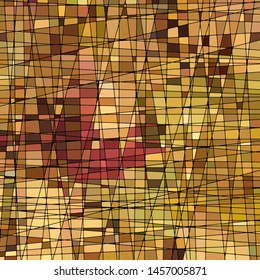abstract vector stained-glass mosaic background - yellow and brown