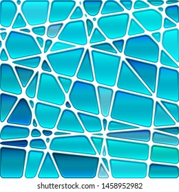 abstract vector stained-glass mosaic background - bright blue