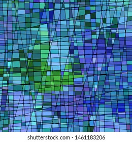 abstract vector stained-glass mosaic background - green and blue