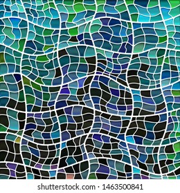 abstract vector stained-glass mosaic background - green and blue
