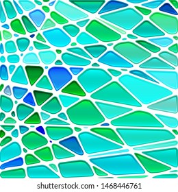 abstract vector stained-glass mosaic background - green and blue
