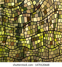 abstract vector stained-glass mosaic background - brown and green