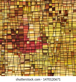 abstract vector stained-glass mosaic background - red and yellow