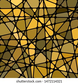 abstract vector stained-glass mosaic background - yellow and brown