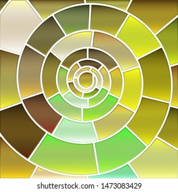 abstract vector stained-glass mosaic background - brown spiral