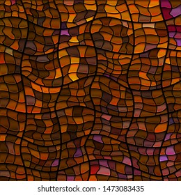abstract vector stained-glass mosaic background - orange and brown