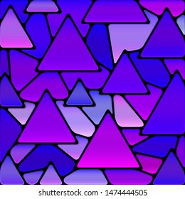 abstract vector stained-glass mosaic background - blue and violet triangles