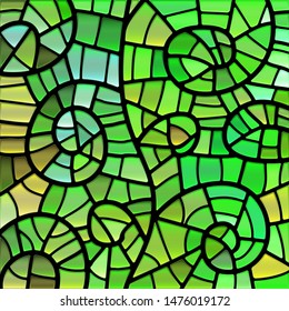 abstract vector stained-glass mosaic background - green and brown