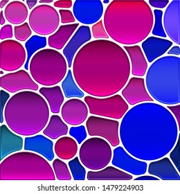 abstract vector stained-glass mosaic background - blue and purple circles