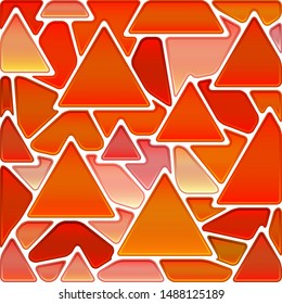 abstract vector stained-glass mosaic background - red and orange triangles