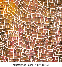 abstract vector stained-glass mosaic background - orange and brown
