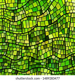 abstract vector stained-glass mosaic background - green and brown