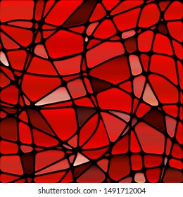 abstract vector stained-glass mosaic background - red and brown