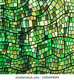 abstract vector stained-glass mosaic background - green and brown