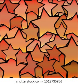 abstract vector stained-glass mosaic background - orange and brown stars