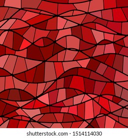 abstract vector stained-glass mosaic background - red waves