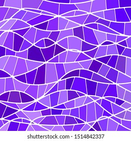 abstract vector stained-glass mosaic background - violet waves