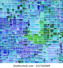 abstract vector stained-glass mosaic background - green and blue