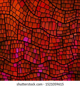 abstract vector stained-glass mosaic background - bright red