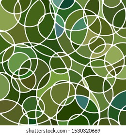 abstract vector stained-glass mosaic background - green circles