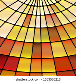 abstract vector stained-glass mosaic background - orange and yellow