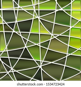 abstract vector stained-glass mosaic background - green and brown