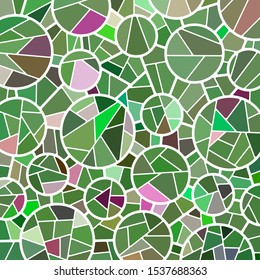 abstract vector stained-glass mosaic background - green circles