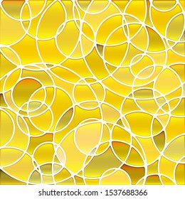 abstract vector stained-glass mosaic background - yellow circles