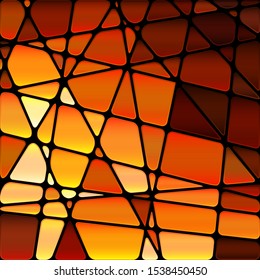 abstract vector stained-glass mosaic background - orange and red