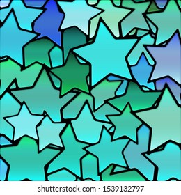 abstract vector stained-glass mosaic background - blue and teal stars