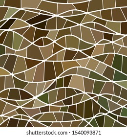 abstract vector stained-glass mosaic background - brown waves