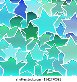 abstract vector stained-glass mosaic background - blue stars
