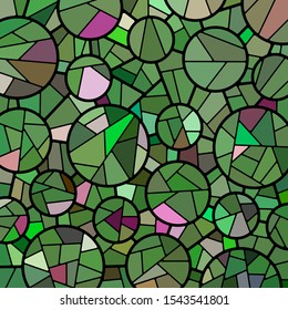 abstract vector stained-glass mosaic background - green circles