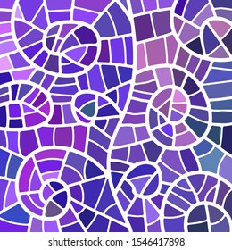 abstract vector stained-glass mosaic background - purple and violet