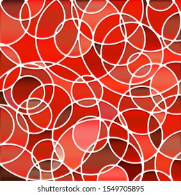 abstract vector stained-glass mosaic background - red circles